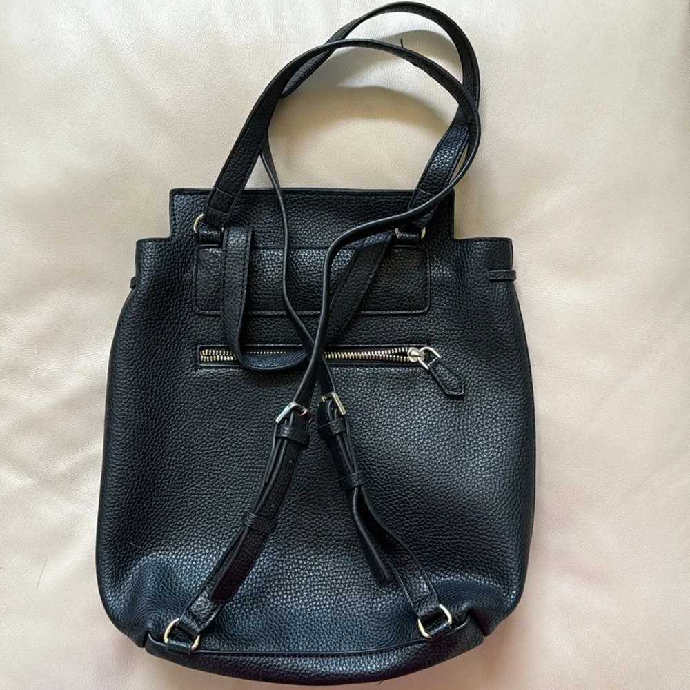 Guess Varsity Black Pebble Grain Adjustable Strap Backpack